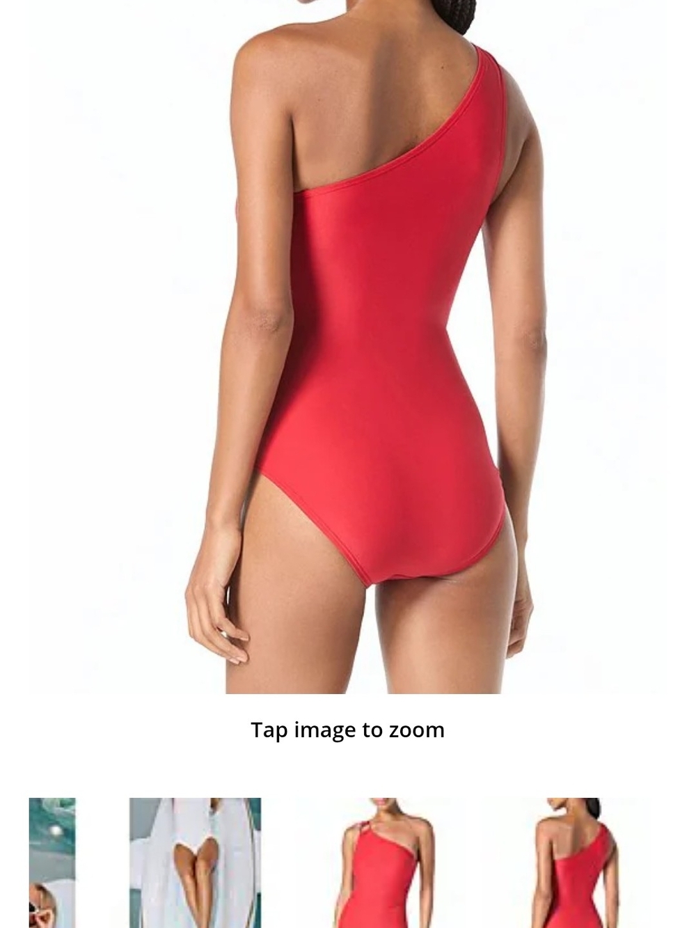 Michael Kors One-Shoulder Ring-Accent Swimsuit in Bright Orange/red NWT Size 6 - Picture 2 of 6
